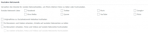 Einstellungen für das Teilen in sozialen Netzwerken.