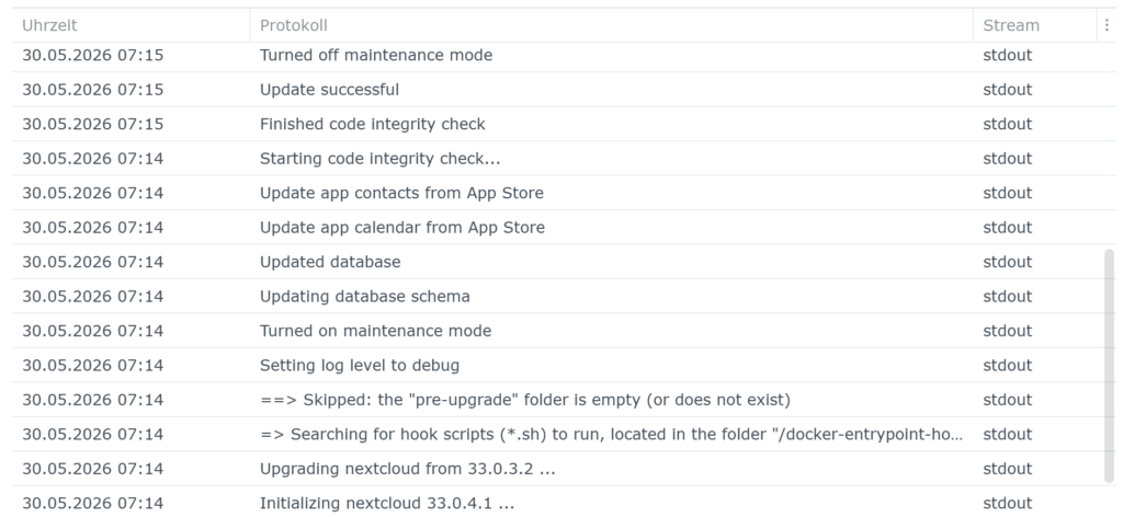 Nextclouds interner Update-Prozess.