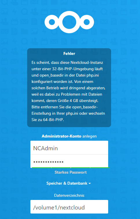 Nextclud Hub Installation im Browser